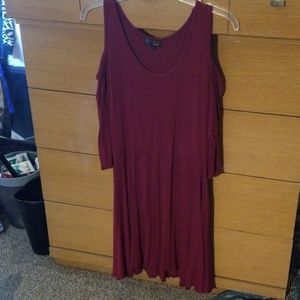 Jersey knit shoulder cut out dress